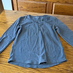 Eddie Bauer Gray Long Sleeve Tee with Button Detail